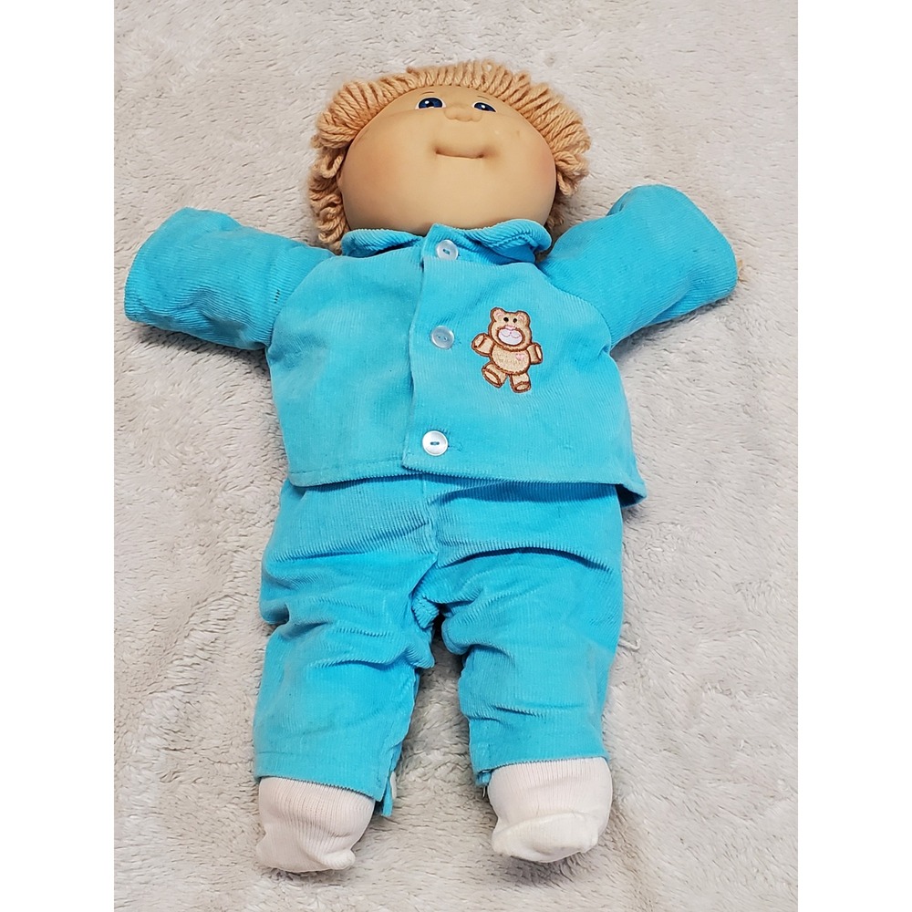Vintage Cabbage Patch Kids‎ 1980s 80s Blue Clothing Yellow Hair Doll Toy Kidcore